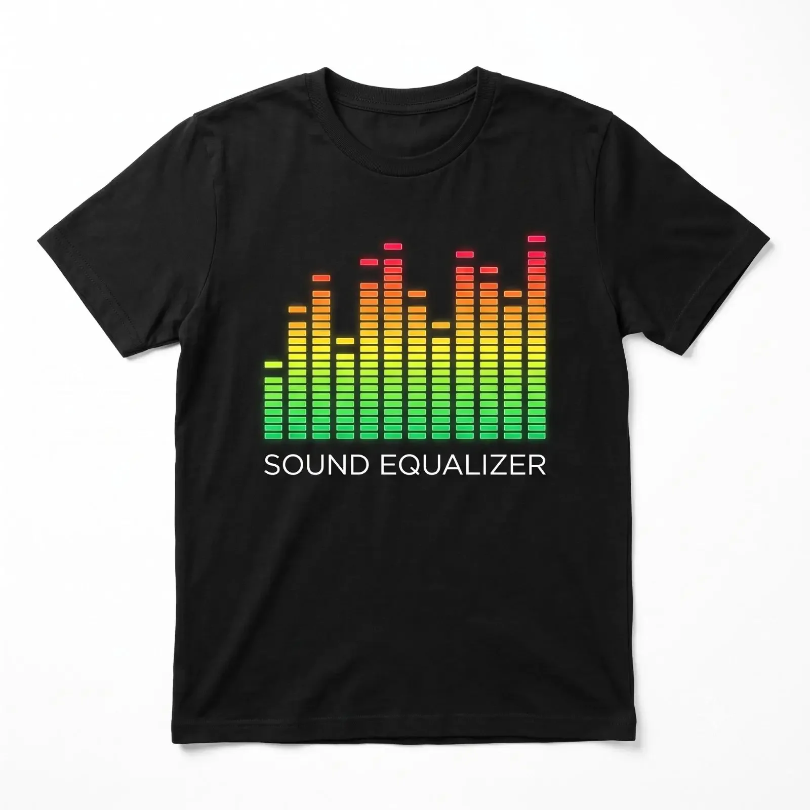 Men's T Shirt Music Equalizer DJ Techno Party Festival Colorful Sound  vintage Washed homme fashion Top For Everyday Wear