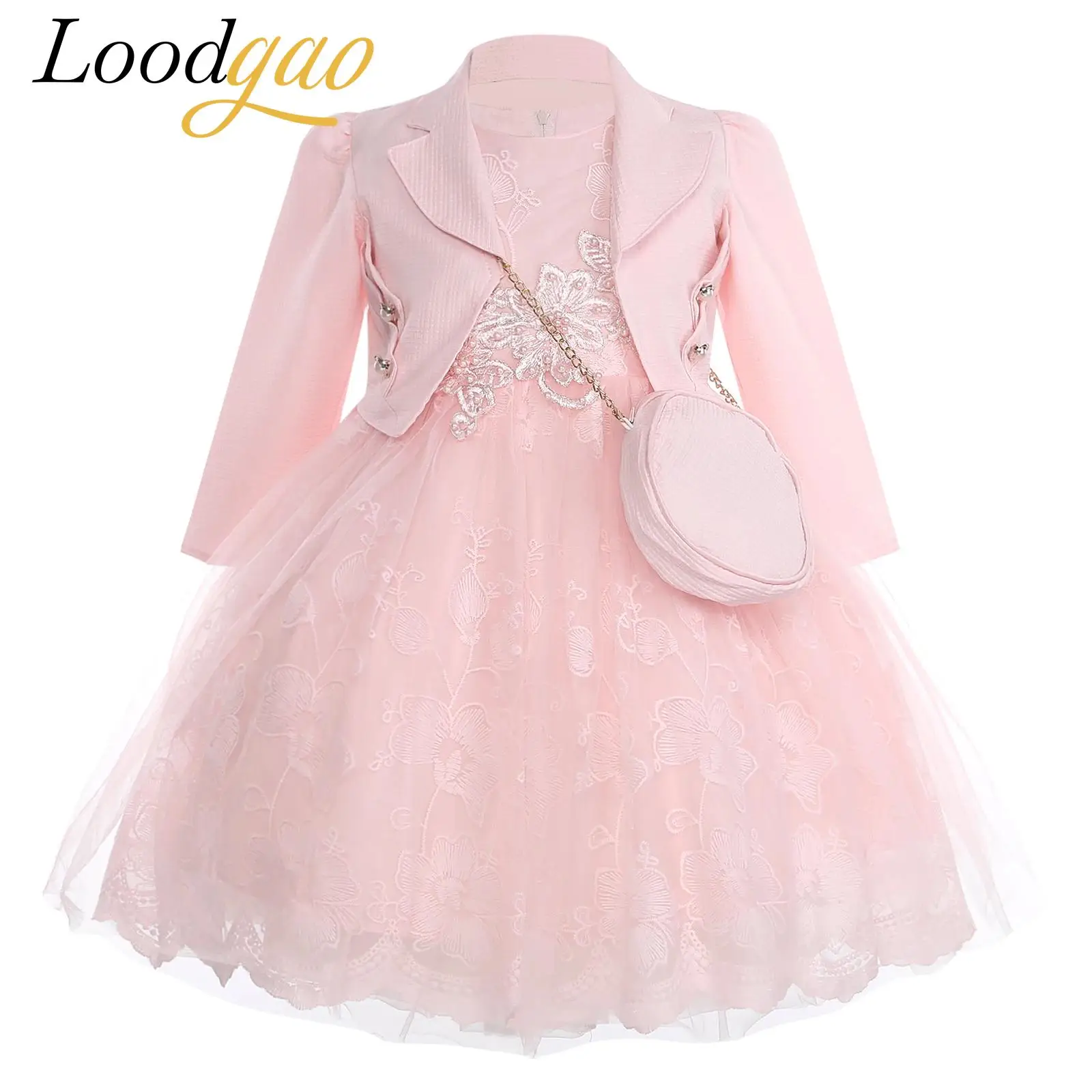 Meisjes bloemen geborduurde jurk kerstoutfits jurk feestavond prom dansjurk set festival prinses feestkostuums