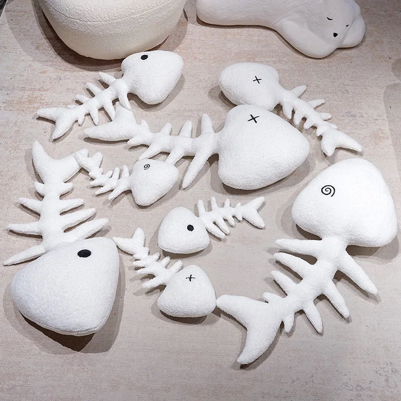 

Имитация 3-х стилей, плюшевая подушка из рыбьей кости, забавная игрушка, креативная мягкая милая рыбка, скелет, модель палки, диванная подушка для детей, подарки