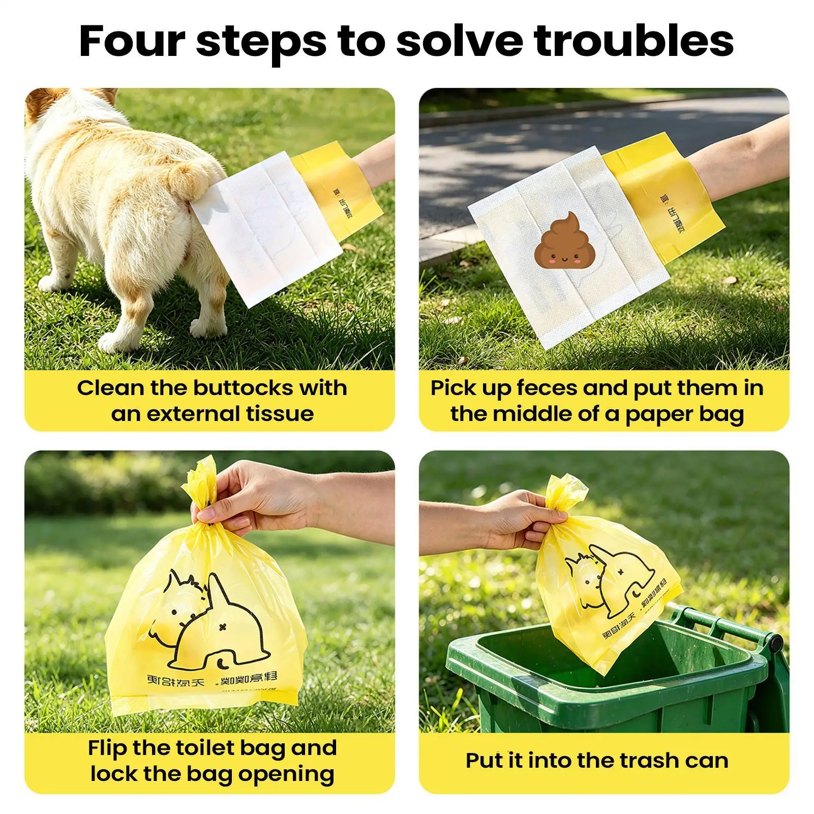 Bolsas para recoger excrementos de perro, paquete de 50 unidades, a prueba de fugas, bolsas resistentes para la caja de arena de mascotas, bolsas de doble capa para recoger desechos de mascotas, ideales para viajes, actividades al aire libre, uso en parques, paseos, el hogar y el jardín.