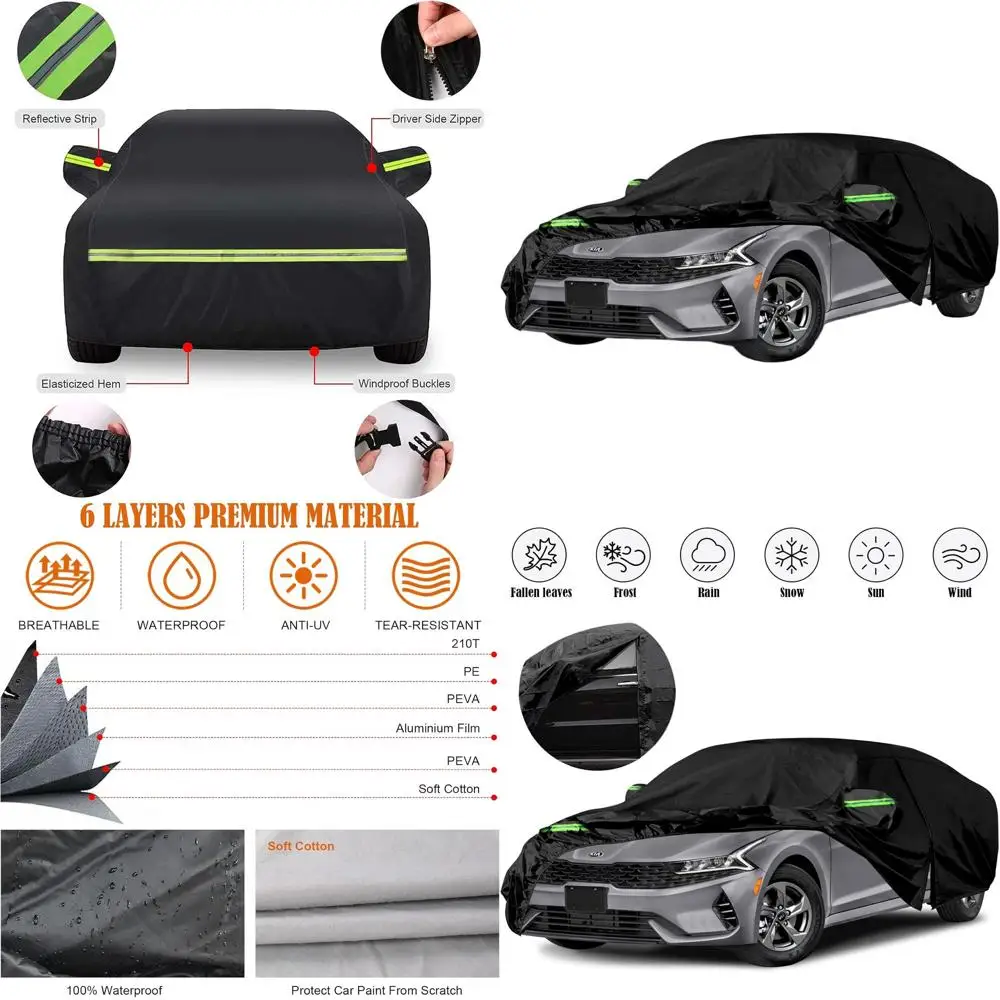 

Всепогодный чехол для автомобиля на заказ для моделей 2010-2025 годов, 6-слойная защита с дверцей на молнии от снега, дождя, пыли, града