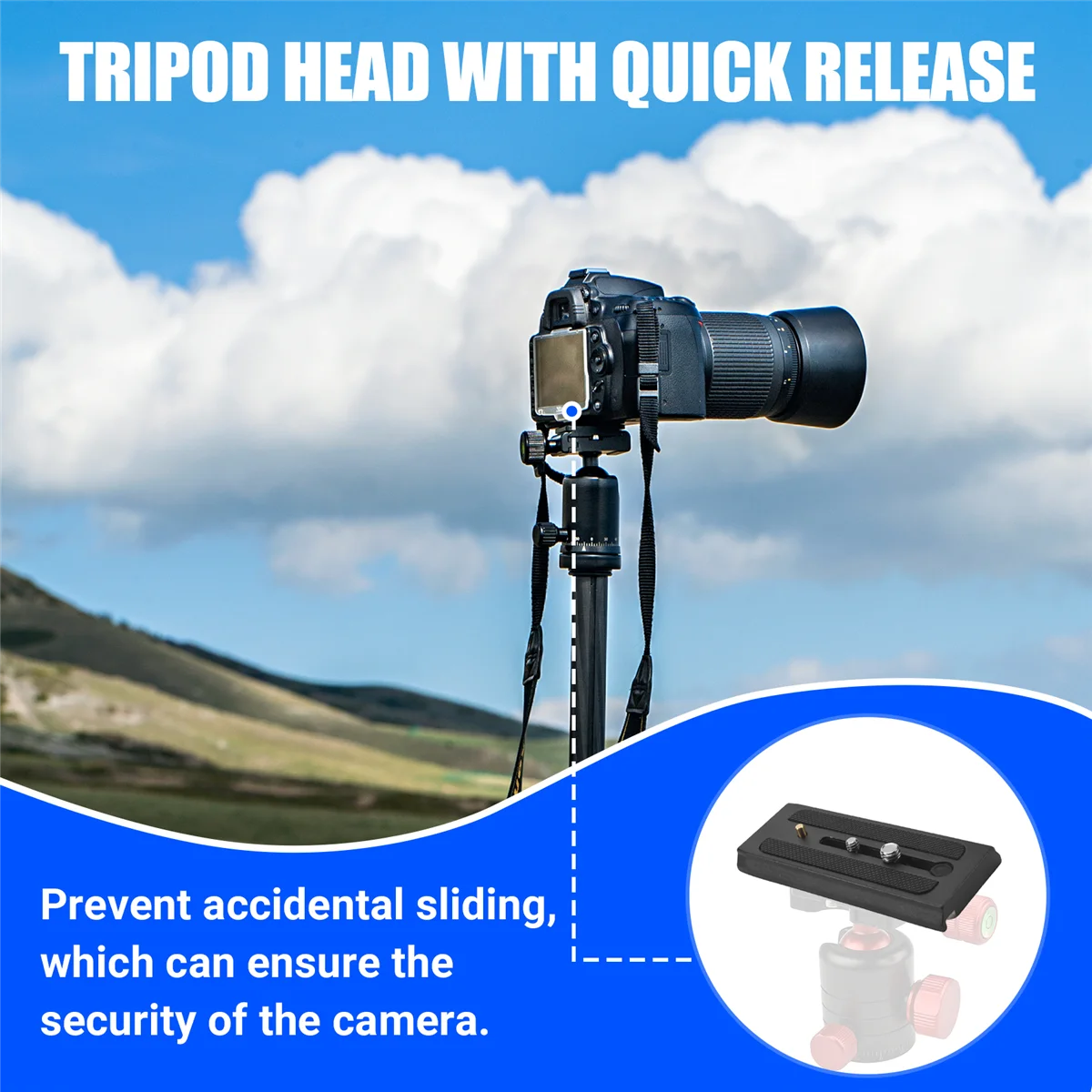 POSV-Sports Camera Extended Quick Release Plate for Manfrotto 500Ah 701 577 PTZ Bainuo S4 S6