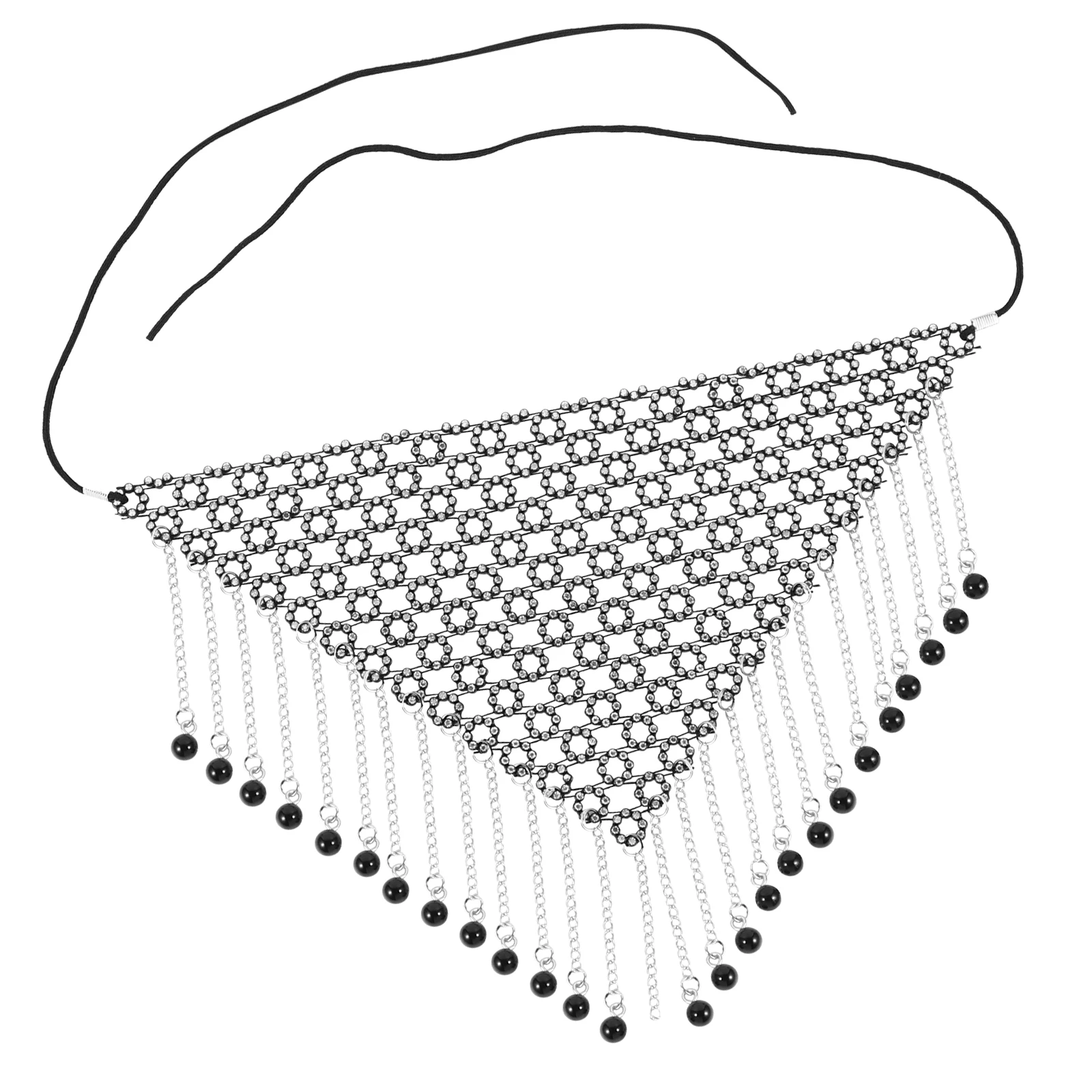

Rhinestone Tassel Mask Face Shining Jewelry Reticulated Diamond Fringe Facial Mask For Dance Performance Party Decoration