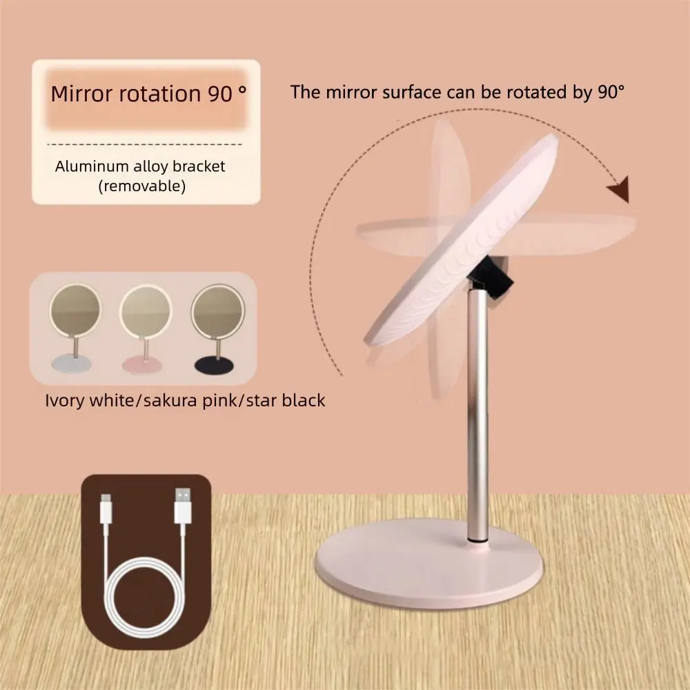 Specchio per trucco a LED regolabile Rotazione di luci a 3 colori Specchi cosmetici portatili Specchi da tavolo illuminati ad alta definizione antiscivolo