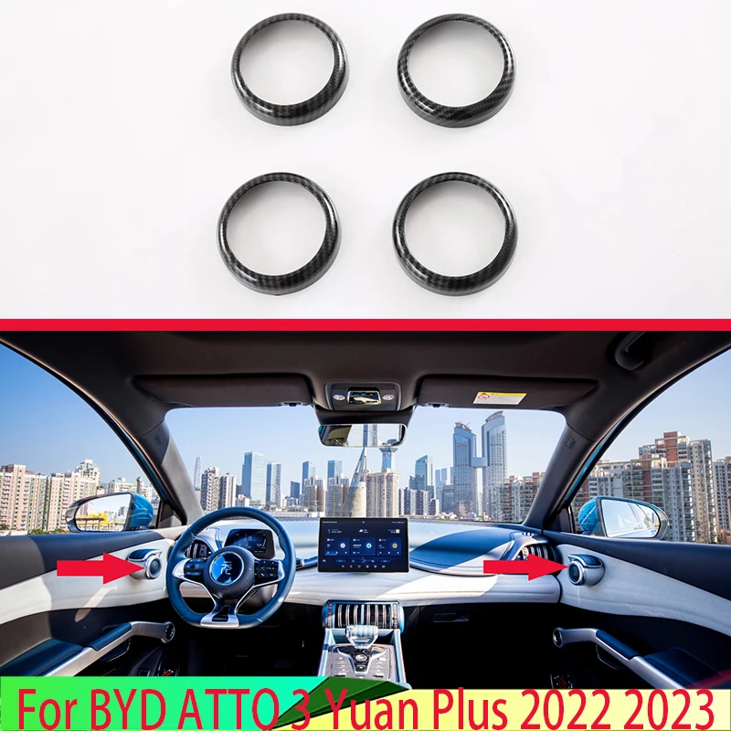 

Автомобильные аксессуары для BYD ATTO 3 Yuan Plus 2022 2023 стильный четырехдверный динамик из углеродного волокна капот обрезанный блестками