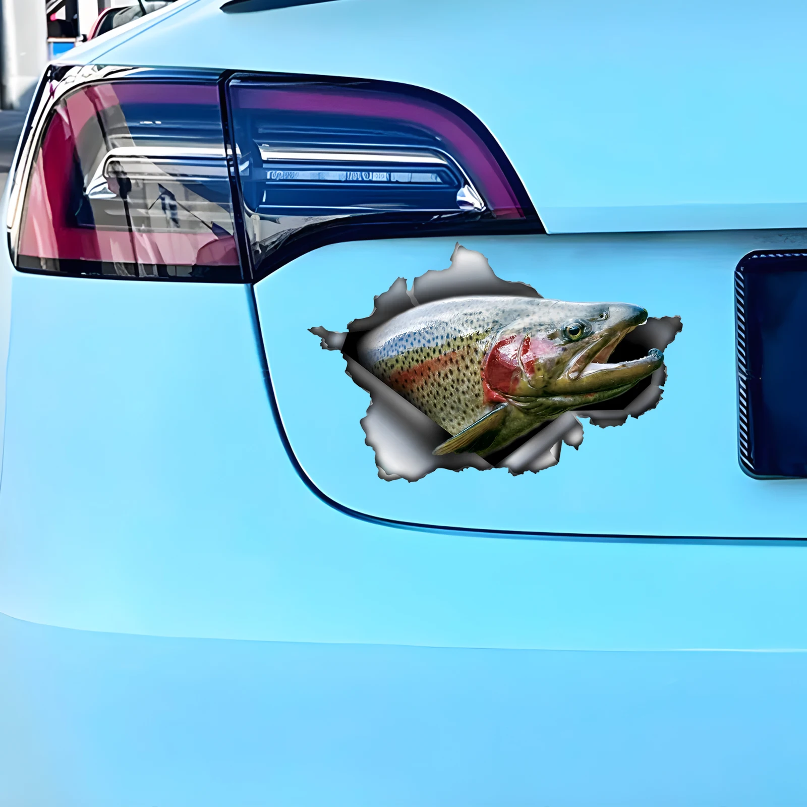 DK537# Rainbow Trout Car Stickers, Waterproof Pvc Animal Decals With 3D Effect, Block Scratches and Increase Fun Auto Parts view 3