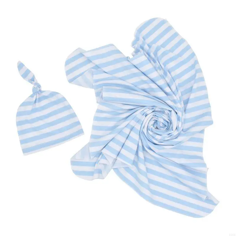 E06F Baby Swaddle Blanket and Hat mengatur kantong tidur bayi untuk bayi baru lahir 4 warna