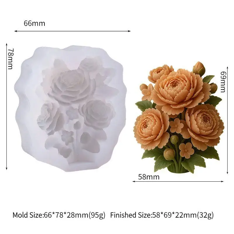 Geruchlose, Antihaftbeschichtete, Wiederverwendbare Silikon-Blumenformen für Kerzen-, Seifen-, Epoxidharz- und Kuchendekoration – Detail 10