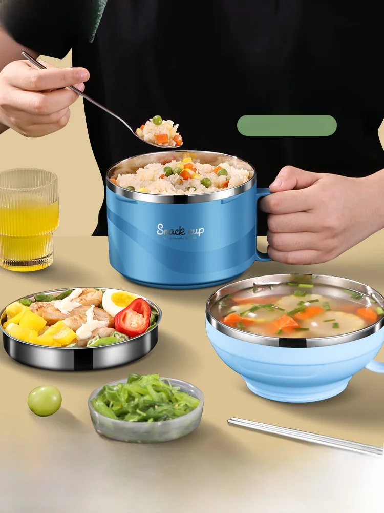 

Большой ланч-бокс из нержавеющей стали Capaci 304 для офисных работников, студентов, катерии, очень удобная чашка для лапши, фаст-фуда