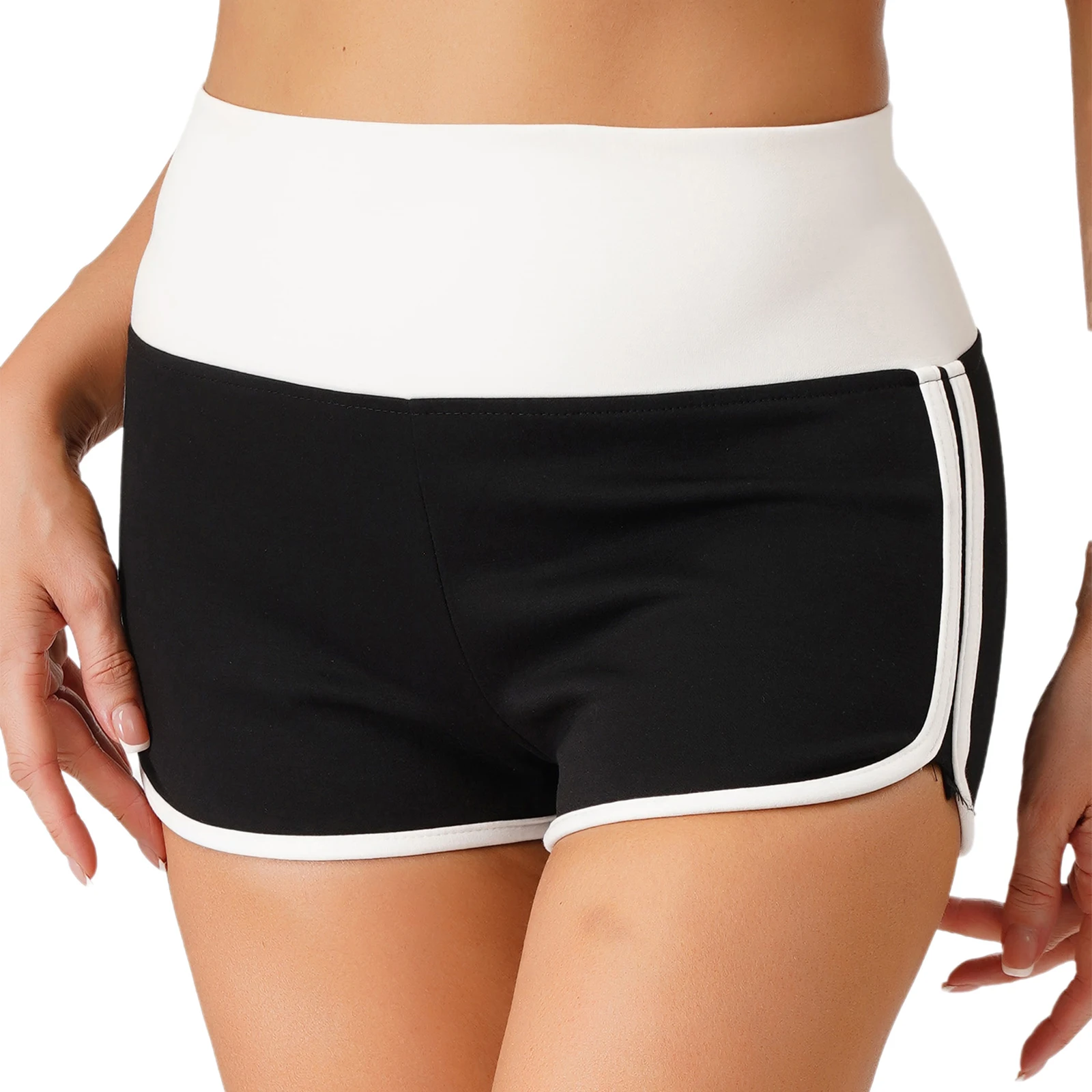 

Women's High Waist Yoga Sports Shorts Color Block Stretchy Hot Pants Leggings Gym Workout Fitness Running Cycling Activewear