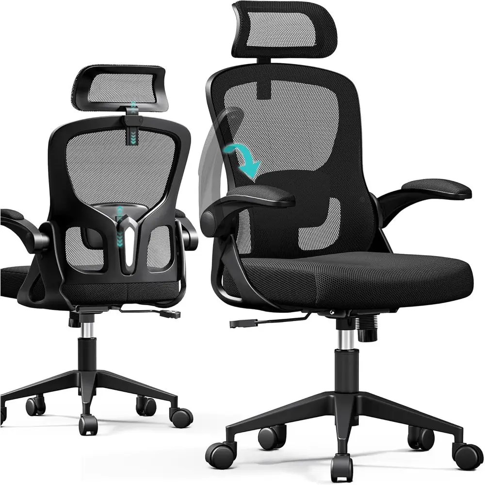 

Ergonomic Oice Chair, Mesh Desk Chair with Adjustable rest & Lumbar Support, Rolling Computer Chair with lip-up Armrests