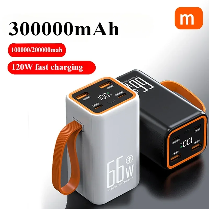 

300000maH High Capacity Power Bank 66W Fast Charger Waterproof Rechargeable Battery for Mobile Phone Computer Camping LED Light