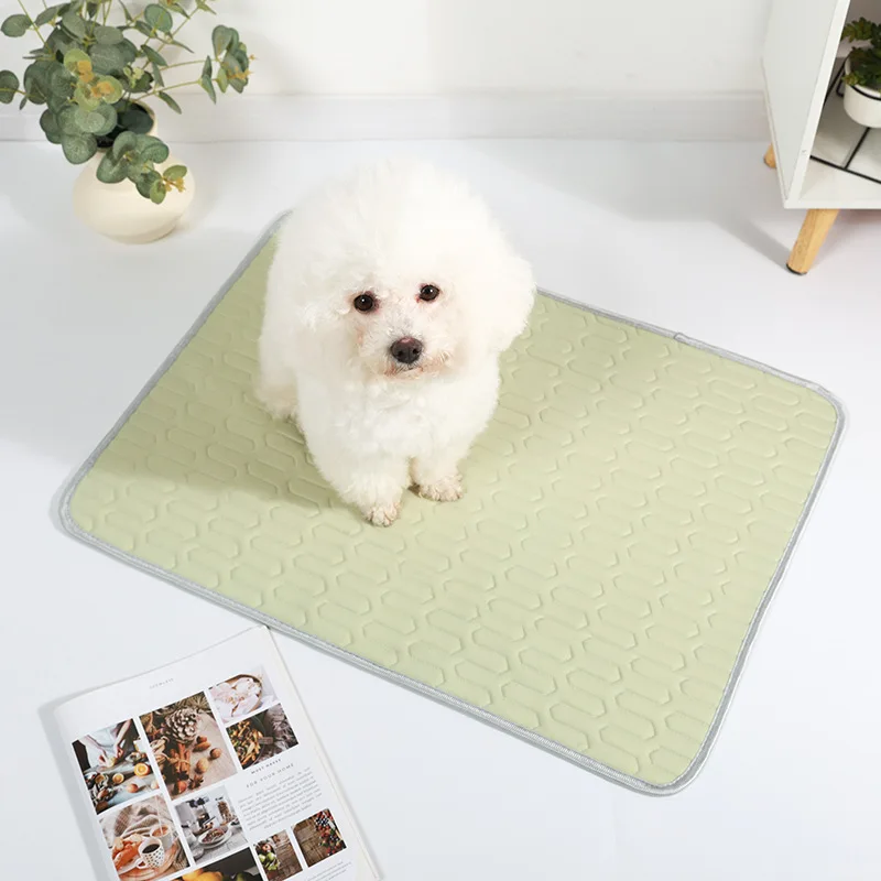 Pet Cooling Mat Dog Cat Sleeping Pad Washable Reusable Cool Ice Silk Moisture-proof Mattress Cushion Small Animal Cold Bed