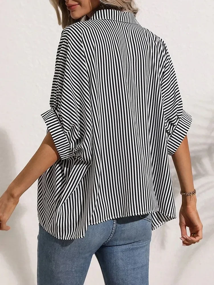 Casual Women's Tops Comfortable Classic Temperament Long Sleeve Striped Shirt Office Commute Loose Fit Versatile Female Camisas