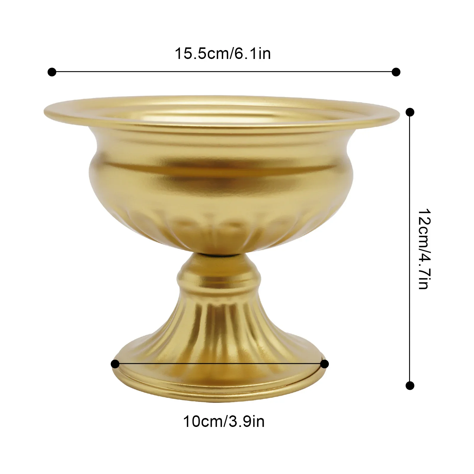 

For 10 Mini Sized Metal Planter Elegant Wedding Centerpieces Vase for Wedding Party Decoration, 12cm/4.7" Tall Trumpet Vase