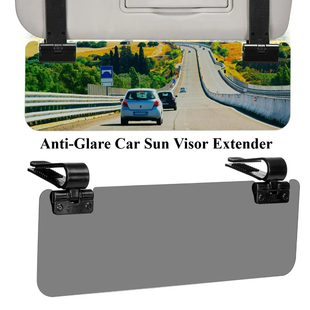 

2Pcs Anti-Glare Car Sun Visor Extender Polarized UV Blocking Sunshade Double Clamp Stable Adjustable Universal Sunshading Board
