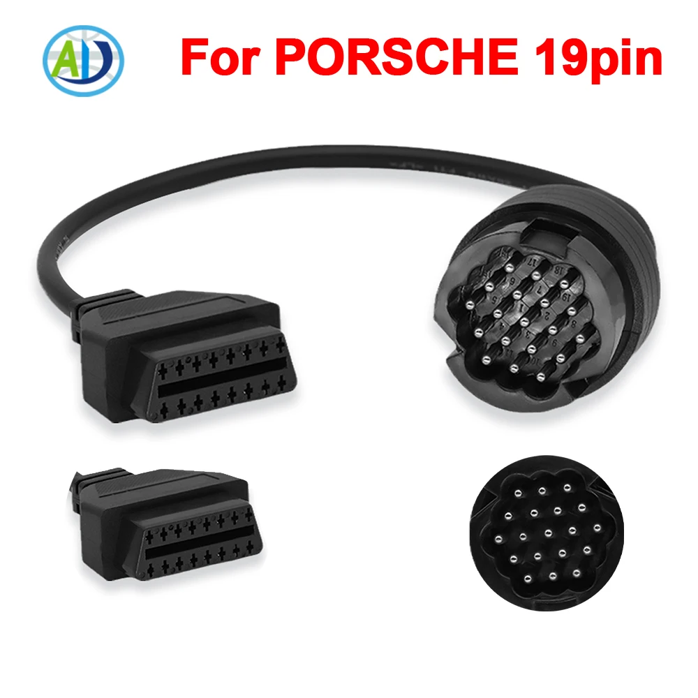 

OBDII Diagnostic Connector For Porsche 911 Boxster Cayman Cayenne Macan Panamera 19Pin to 16Pin OBD2 Diagnostic Device Cable