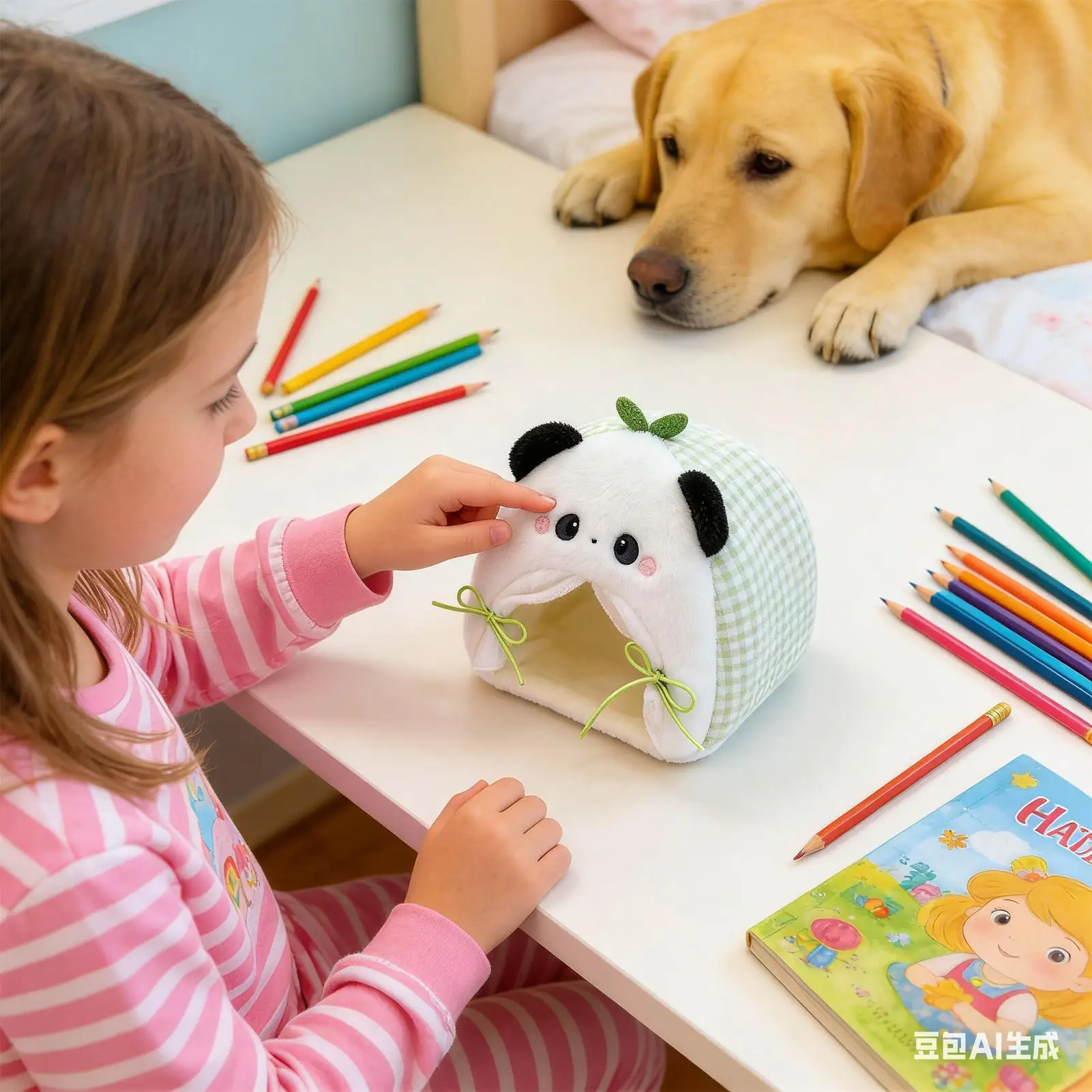 Tenda per bambole Playset Mobili in miniatura Tenda per bambole Letto per soggiorno Casa Gioco fantastico Animali di peluche Display da tavolo per interni