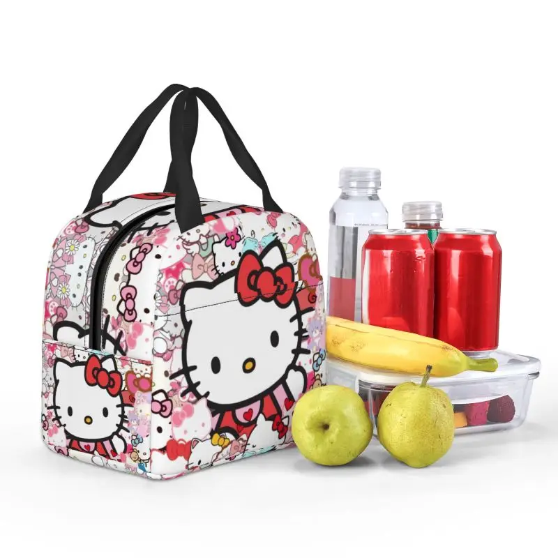 Custom Hello Kitty Lunch Bag Warm Cooler Insulated Lunch Container Box per studenti School Work Picnic Food Tote Bags