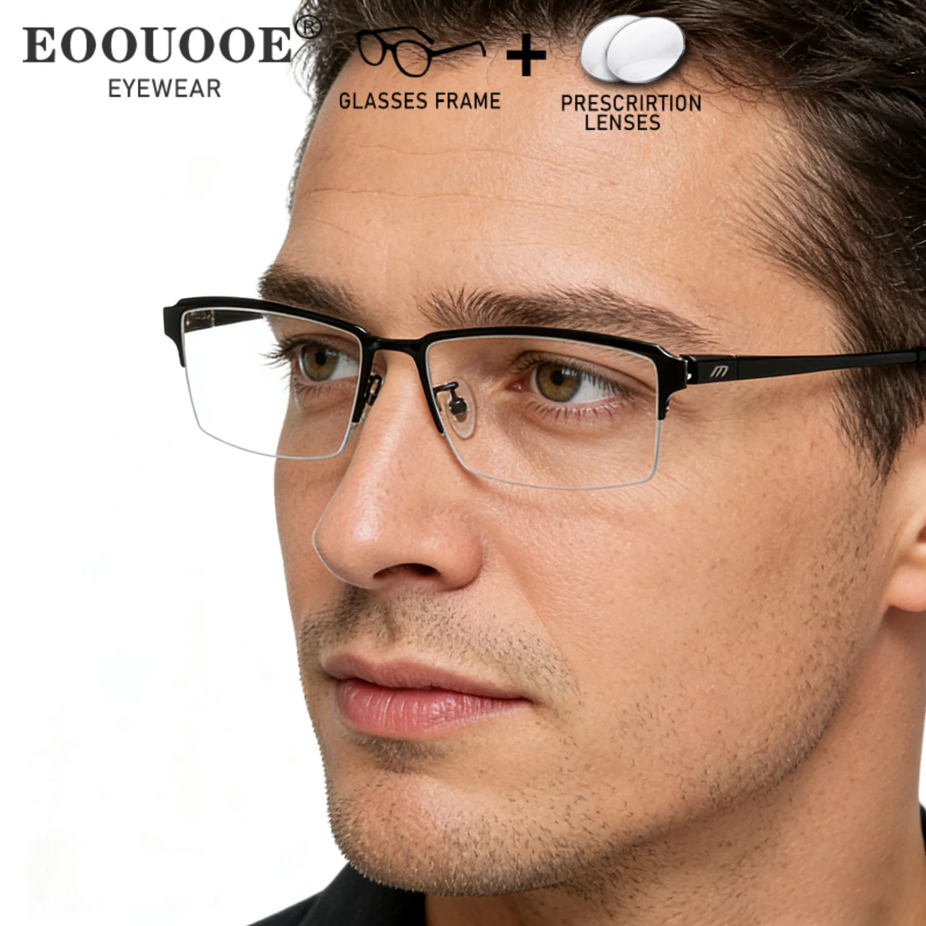 

Men Business Office Official Half Glasses Prescription Lenses Progressive Myopia Reading Hyperopia Anti Scratch Eyeglasses