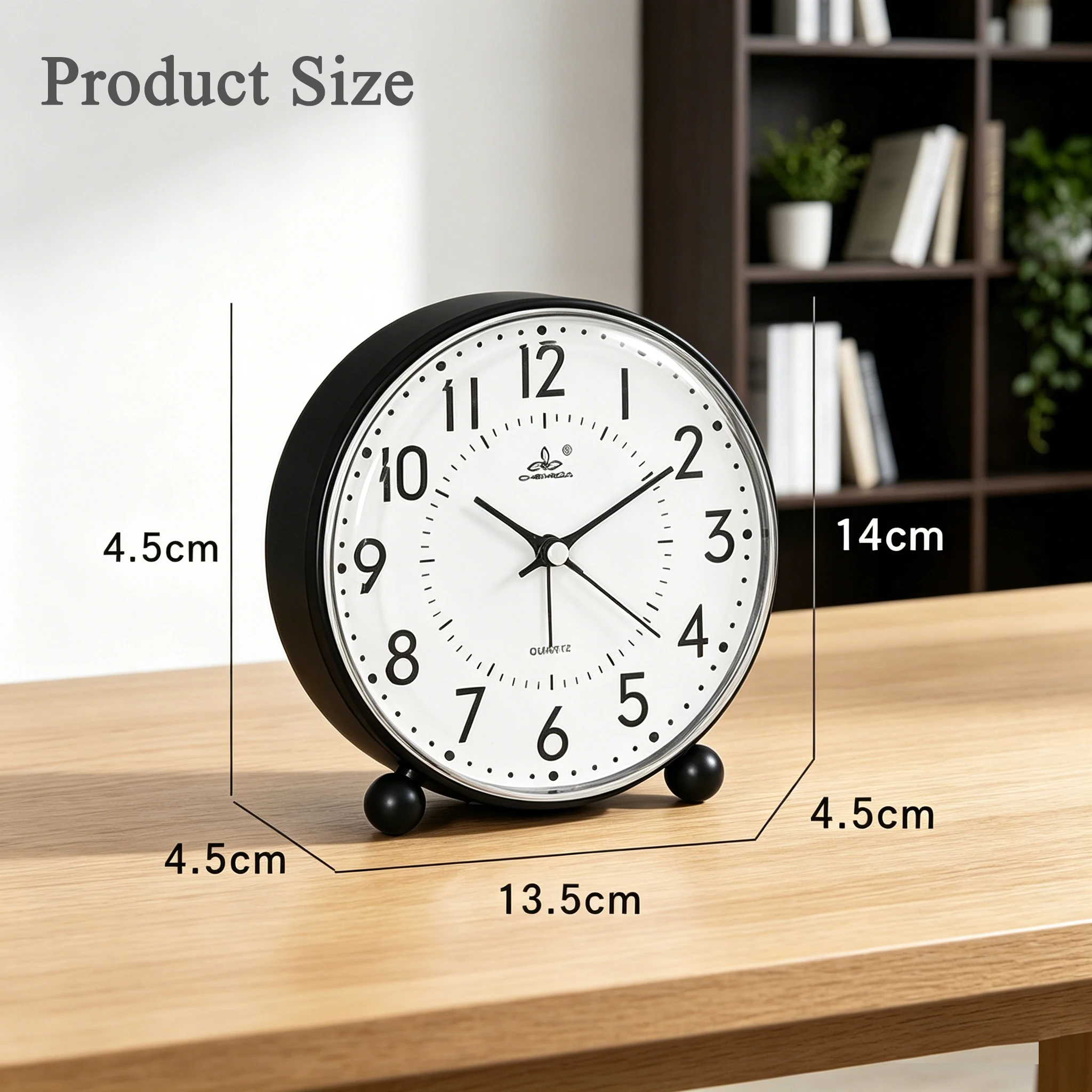 5 Inch Analog Alarm Clock Round Quartz Clock Non-Silent Battery Powered Wall Clocks Tabletop Clocks for Bedroom Office Home - view 2