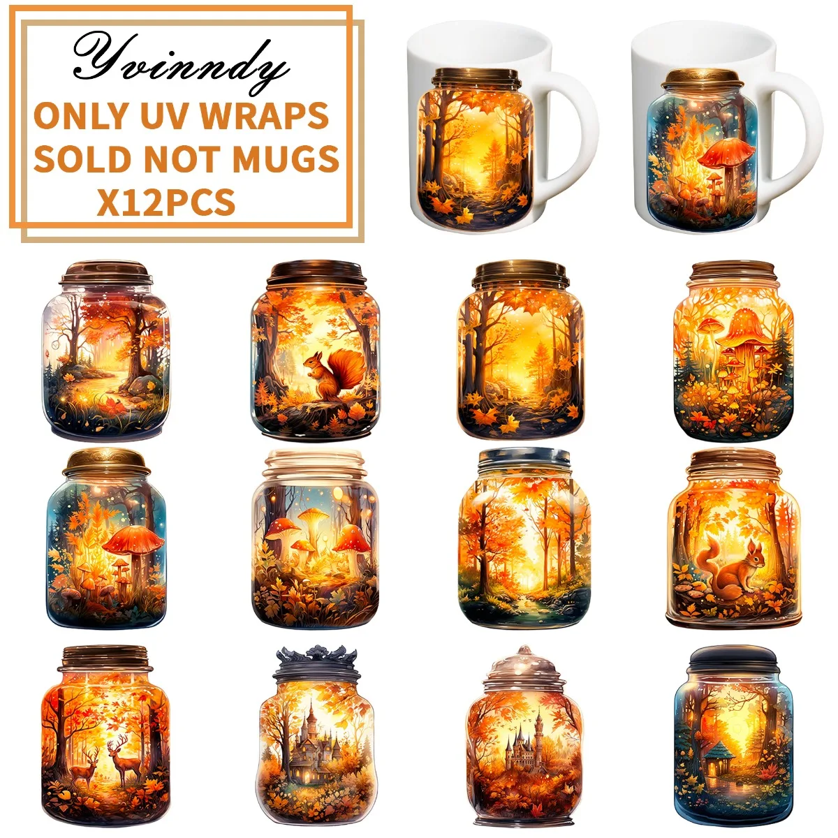 12PCS/SET Autumn In The Forest DIY Light Beigeny Tumblers Wr