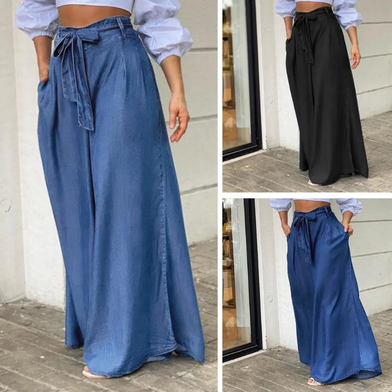 Bogen knoten Dekor Schnür Sommer hose lange Damen hose schnüren boden lange Damen hose Rock weibliches Kleidungs stück lässig groß