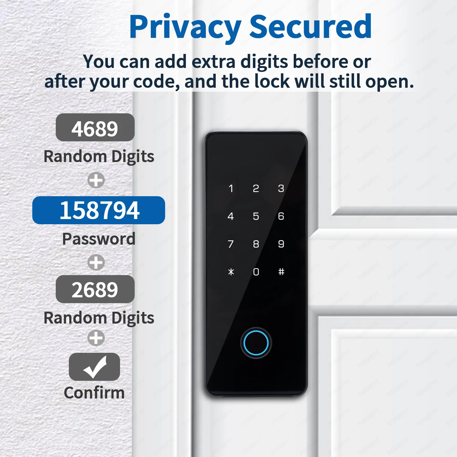 DSKDFTY Serratura intelligente per impronte digitali per porte scorrevoli in legno - Password serratura elettronica, scheda, chiave, serratura wifi Tuya