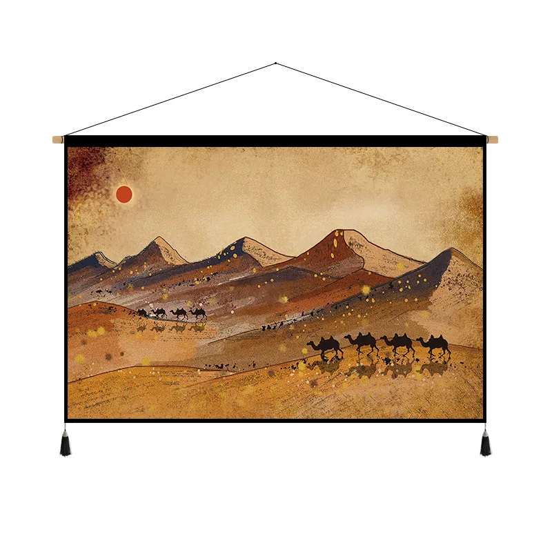 Oil‑Painting‑Style Ethnic Landscape Fabric Wall Tapestry Decorative Hanging Cloth for Living Room Bedroom Bedside Hotel Wall Art