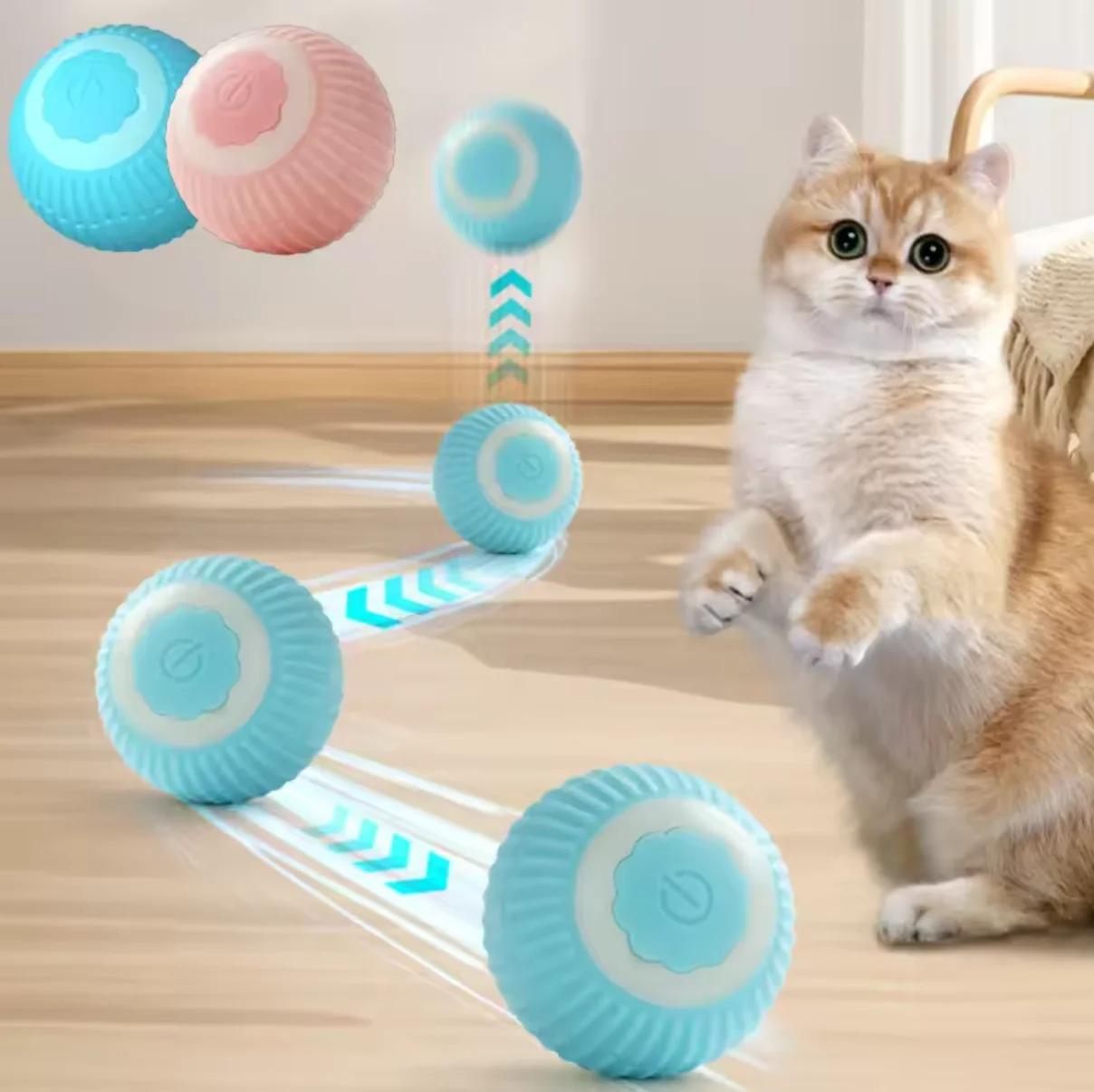 Pelota Interactiva para Gatos, Juguetes Inteligentes para Mascotas, Pelota Mágica Automática que Rueda en Interiores, Juguete Electrónico Interactivo para Gatos, Accesorios para Mascotas