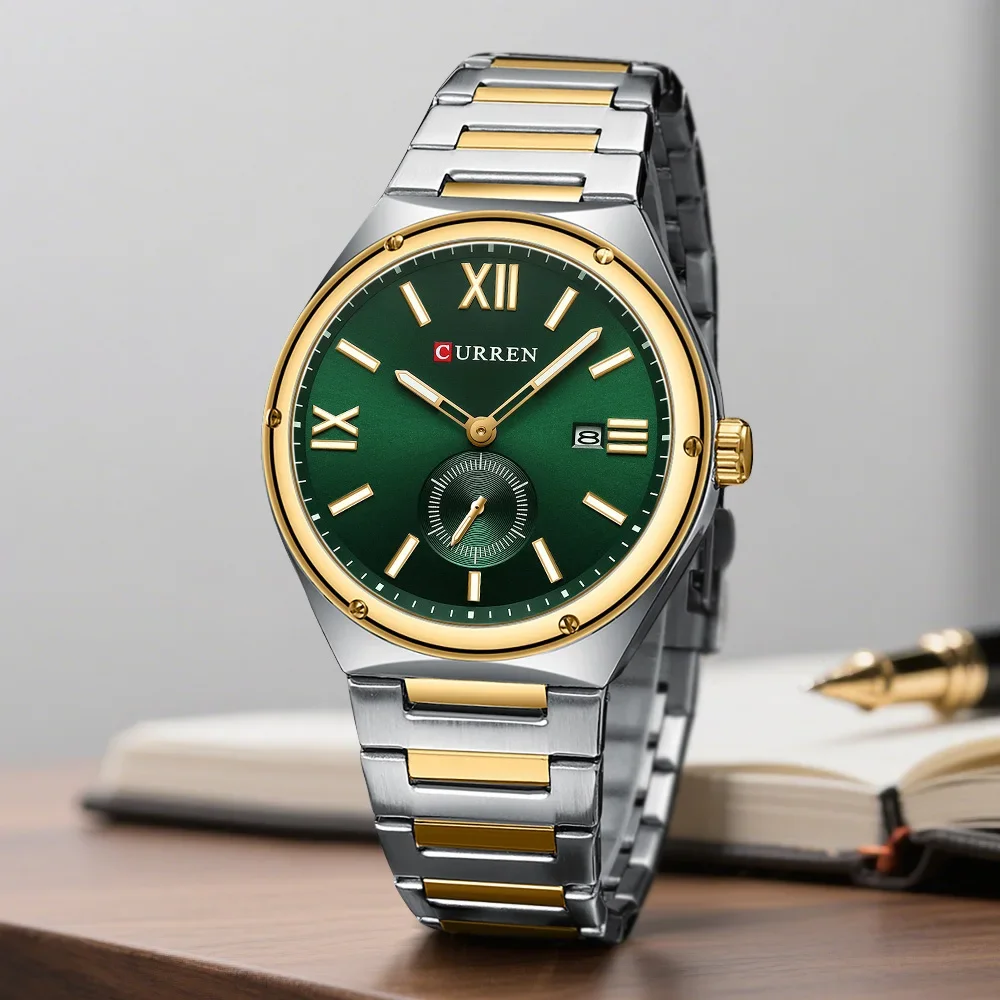 

CURREN 8471 модные брендовые мужские часы с двухтоновым ремешком, повседневные деловые часы с календарем, водонепроницаемые кварцевые часы для мужчин, Reloj Hombre