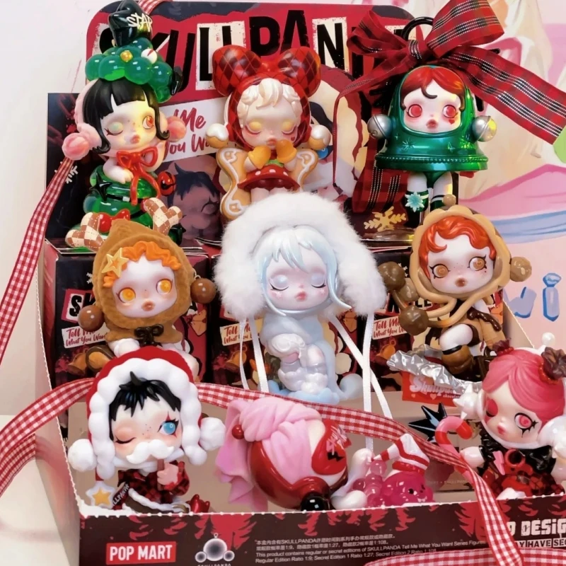 Skullpanda diga-me o que você quer série caixa cega brinquedos boneca caixa misteriosa figura de ação surpresa anime figuras brinquedo presentes de natal