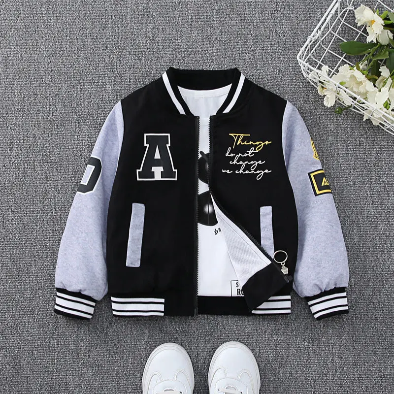 Spring And Autumn Boys Jacket Cartoon Bear Print Kids Coats Fashion Korean Style Boy Clothes Outerwear Children's Clothing 2-10Y