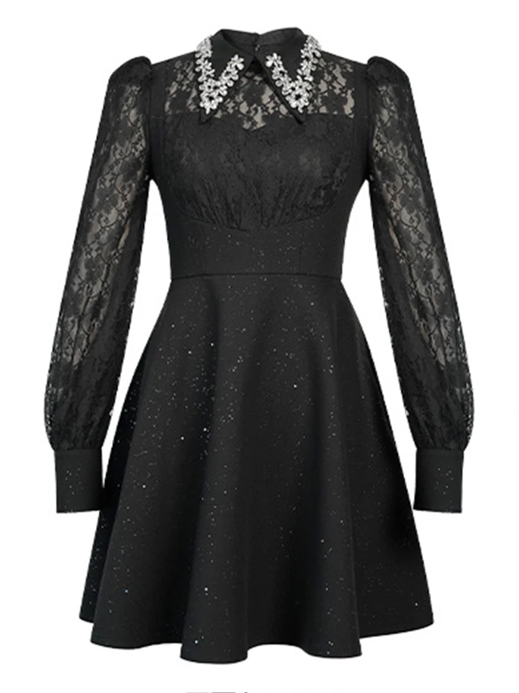 Exquisites süßes Geburtstagsparty-Kleid für Frauen, elegant, niedlich, helle Strasssteine, Diamanten, transparente Spitze, Ballkleid, Bankett, Vestidos