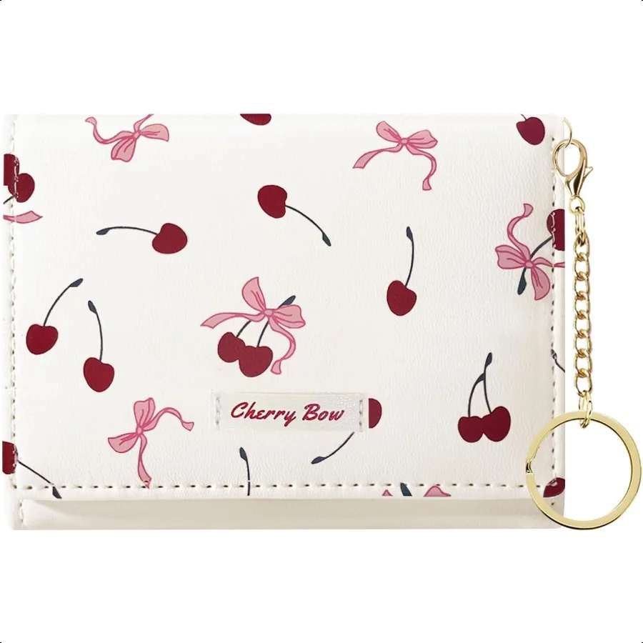 

Cute Coquette Bow Wallet with Keychain Aesthetic Card Holder ID Window for Women Girls 367CREAM