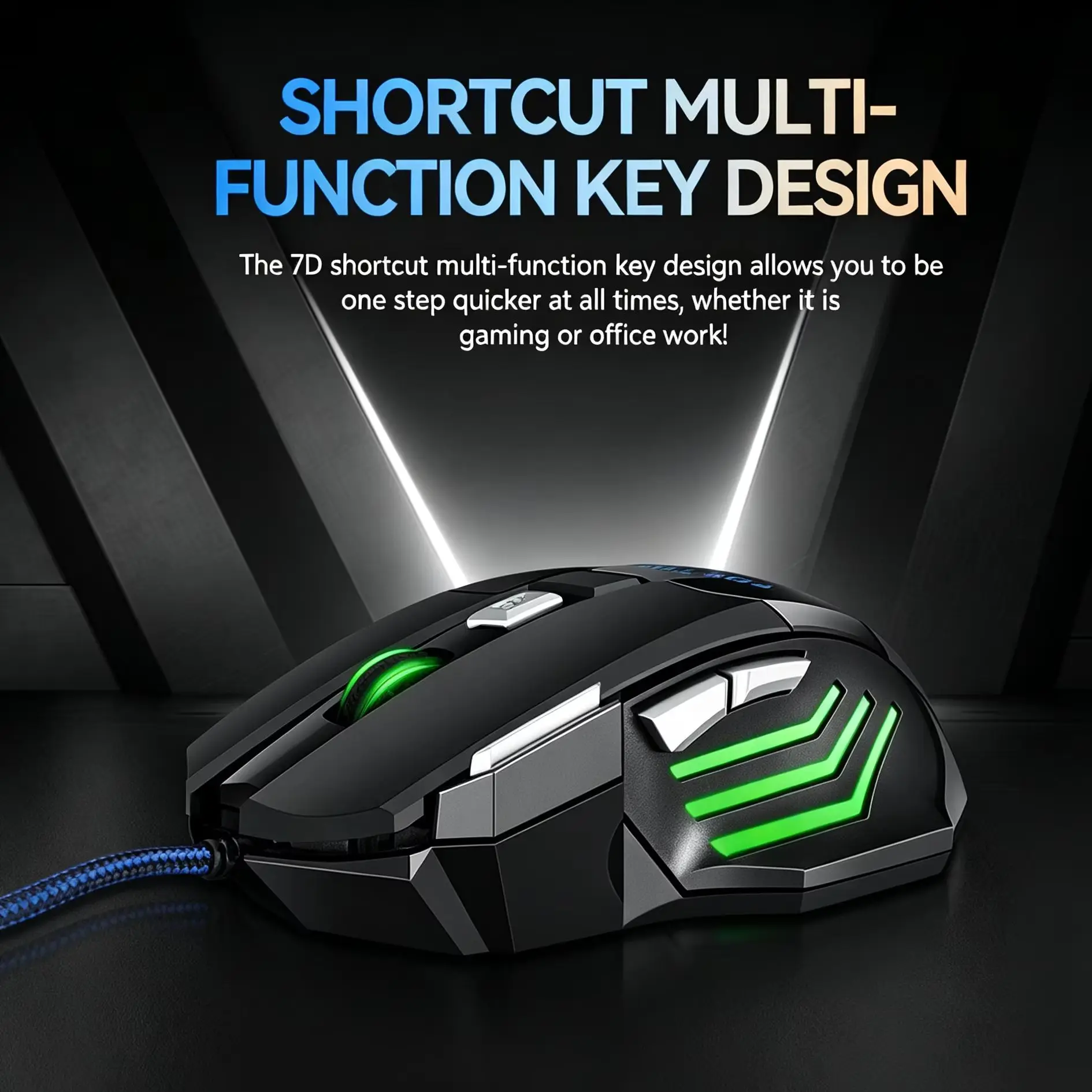 7-Buttons Wired RGB Backlit Gaming Mouse USB 2400DPI Adjustable Ergonomic Computer Optical Sensor Mouse For PC Computer Laptop