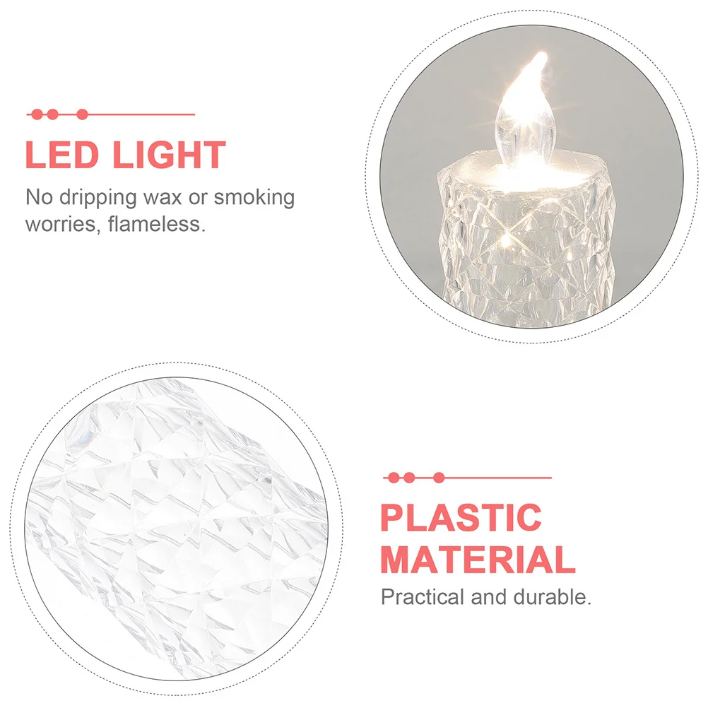

2 Pcs Candles Electronic Light Led Votive Flickering Tea Lights for Decoration Table Transparent Electric Small