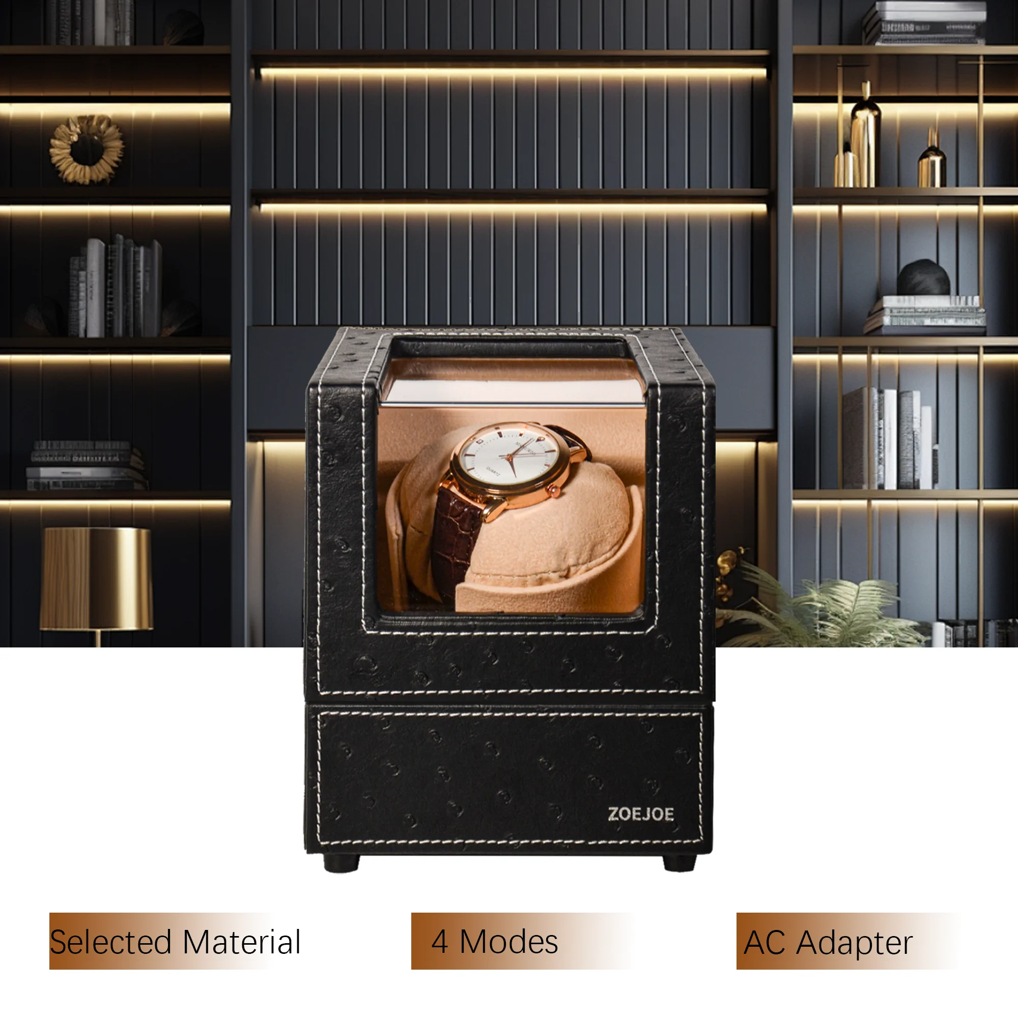 Watch Winder for Automatic Watches, Quiet Operation, Luxury Single Watch Winder Box, Premium Gift for Men/Women