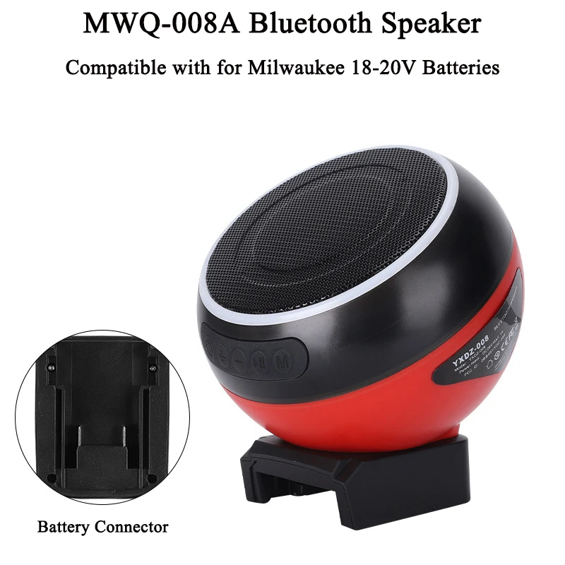 

For Makita/DeWalt/Milwaukee/Bosch 18V-20V Battery Portable Wireless Speaker Supports Bluetooth 5.3 High-Definition Sound Quality