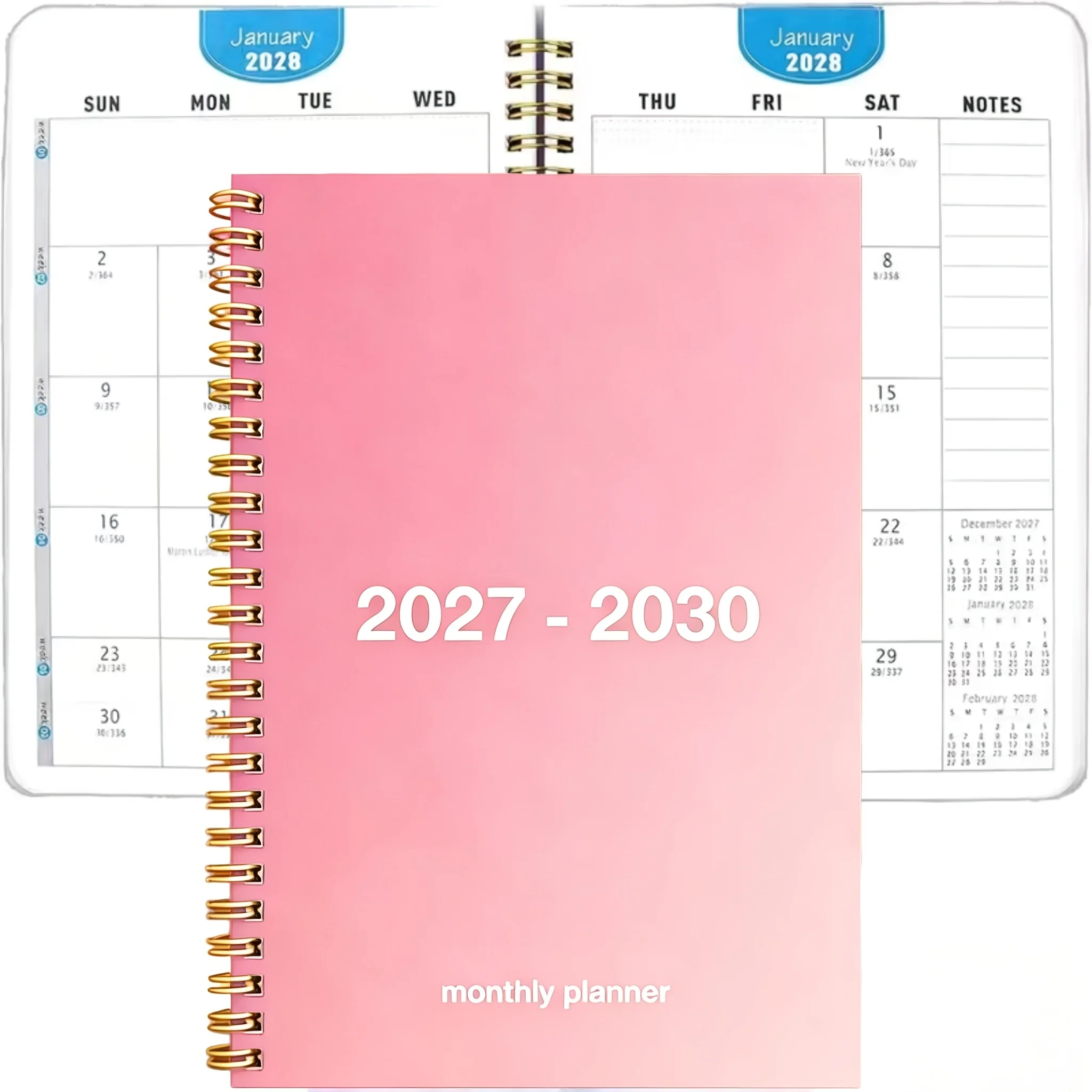 2027-2030 Monthly Planner Notebook, 4-Year Spiral Bound Calendar Planner, Long Term Monthly Agenda Book with Notes Section