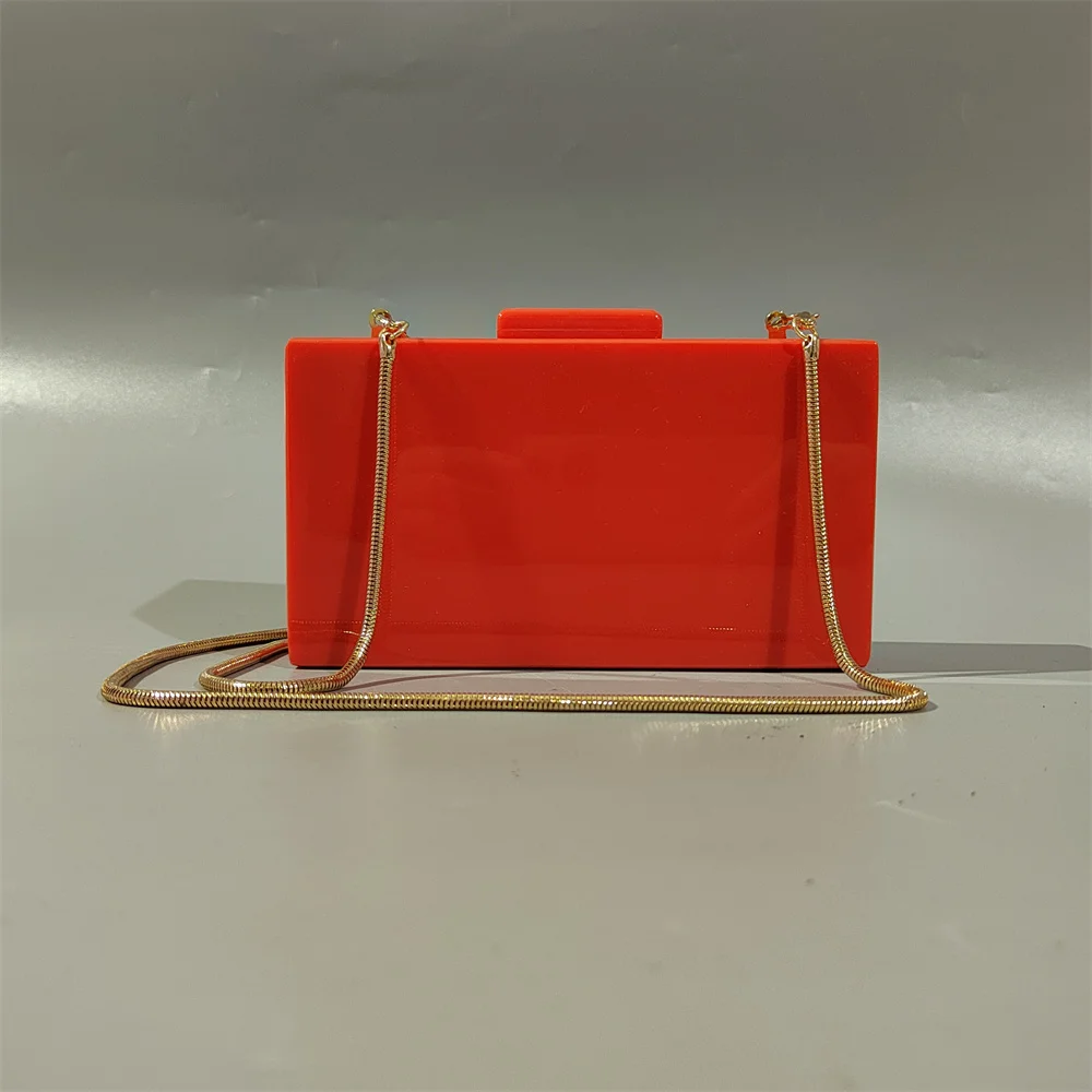 Brand Handbag Solid Orange Acrylic Evening Bags Luxury Party Prom Mini Beach Casual Hardbox Women Banquet Clutch Summer Purse