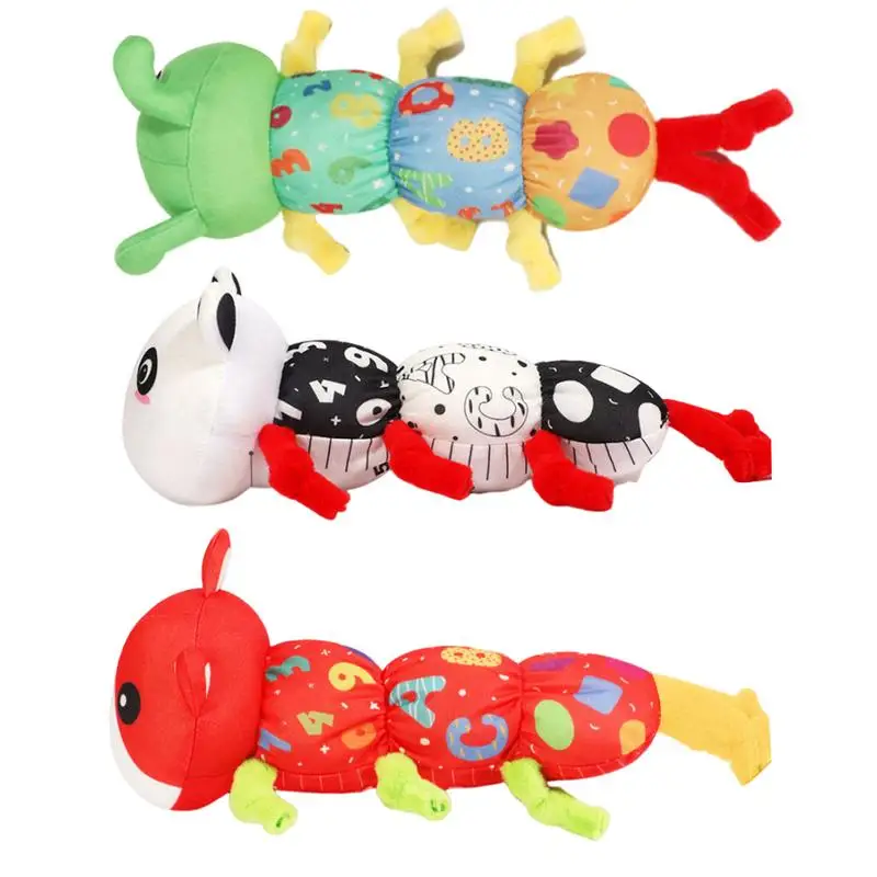 

Caterpillar Toy Stuffed Animal Sensory Toys Plush Brightly Colored Early Learning Toy Multi-textured Rattle For 0-3-6-9-12