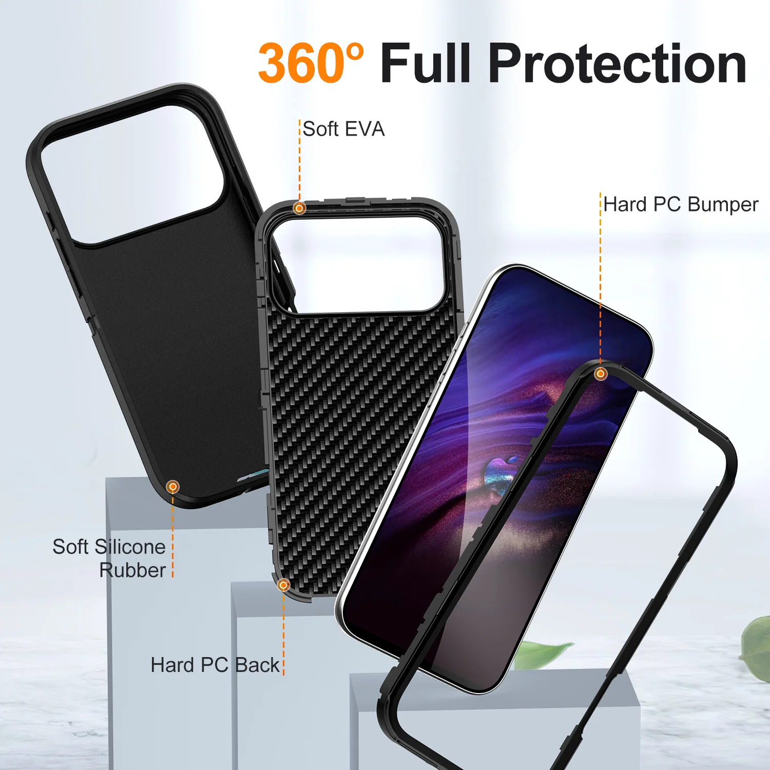 Etui na iPhone'a 17 16 15 14 13 12 11 Pro Max XS XR 8 Plus Wytrzymałe, odporne na wstrząsy, odporne na zarysowania, wytrzymałe, ochronne z pełnym pokryciem — zdjęcie 3