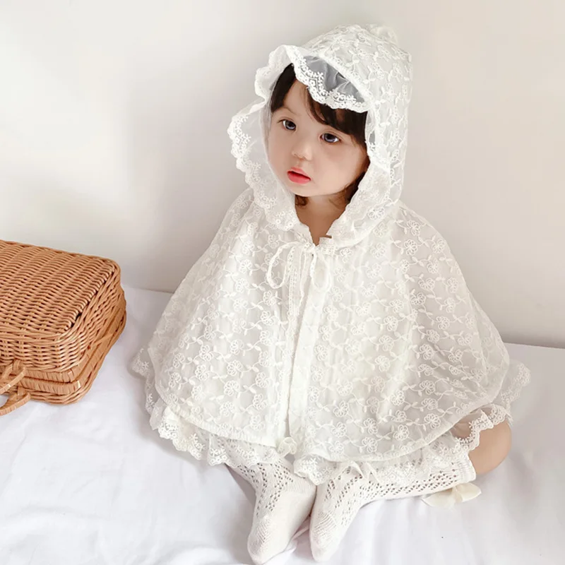 Autumn Spring 0-3Yrs Baby Girls Cloak Lace Hooded Princess Style Infant Baby Girls Coat Children Clothing