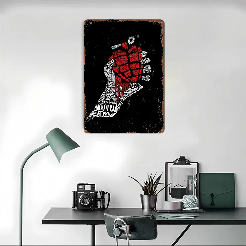 يوم أخضر قنبلة يدوية الطباعة الفن تين تسجيل الجدار ملصق فني عناصر ديكور منزلي فاخر علامات معدنية الرجعية خمر للديكور المنزل