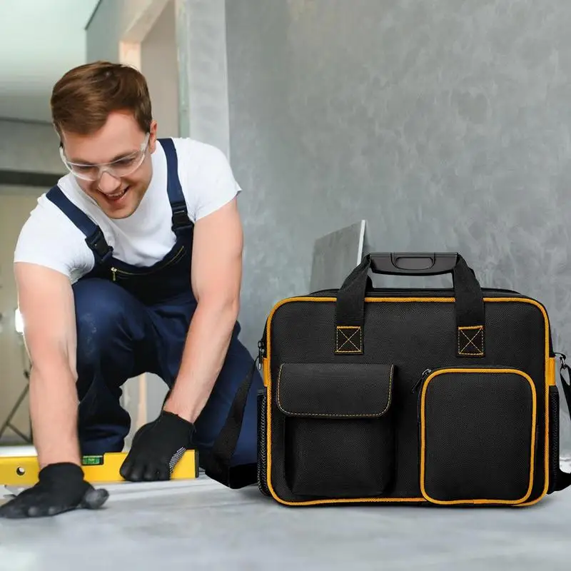 

Large Capacity Technician Tool Bag Large Capacity Heavy-Duty Tool Tote Canvas Tool Bag Portable Tool Organizer Thickened Storage