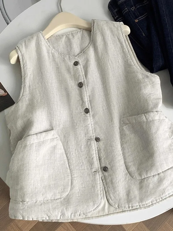 

Warm Cotton Vest Women's Casual Outerwear Trendy Winter Faion Simple Matching Cotton Jaet Coat Sle Artistic Design