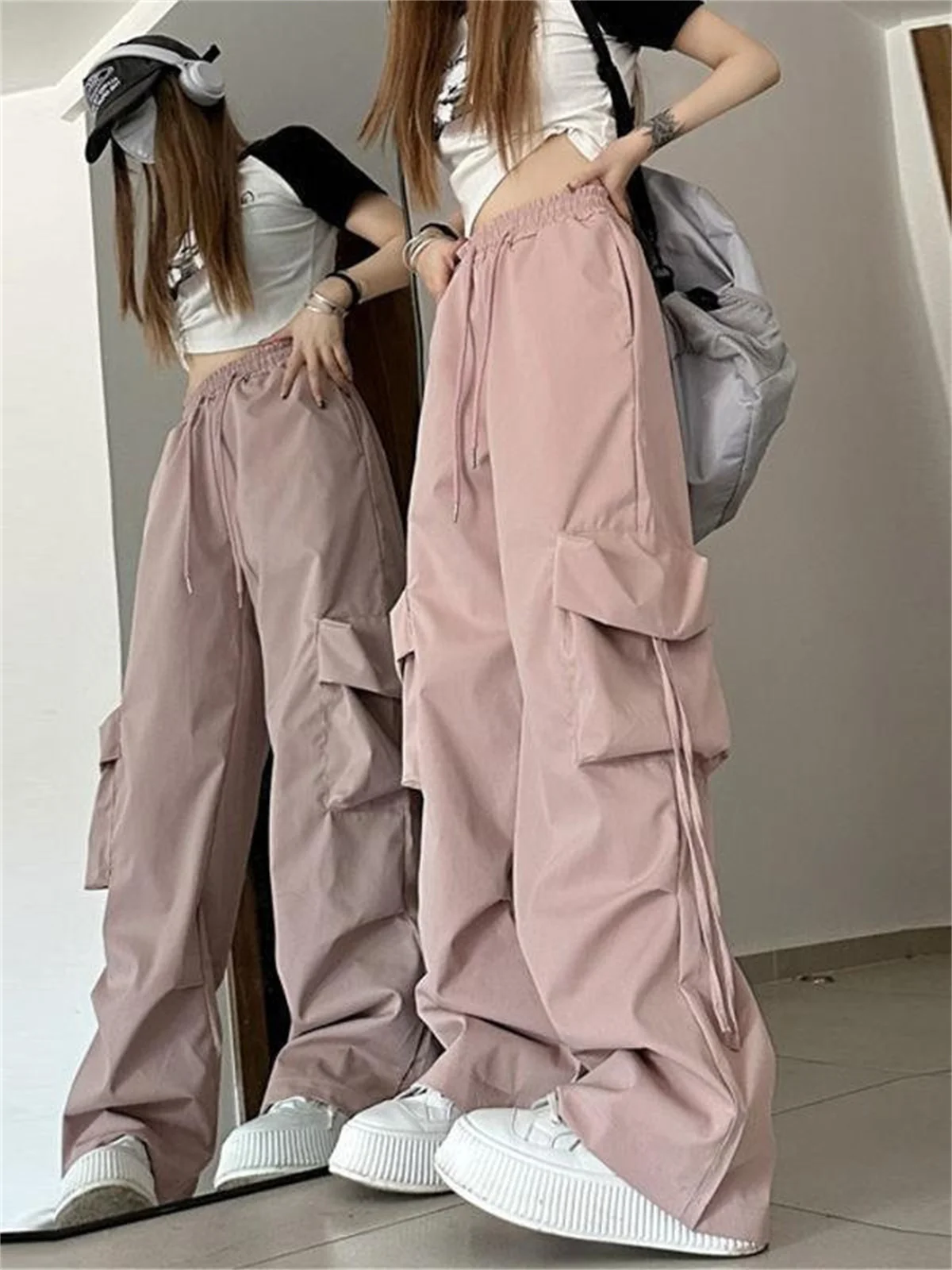 Cool Men Trendy Solid Color Pants Multi Flap Pocket Men's Cargo Pants Loose Casual Outdoor Pants Work Pants Oversized Pants