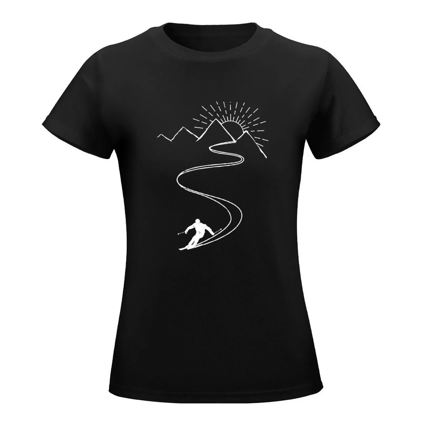 Mountain Skier Skiing Snow Mountain Winter Gift T-Shirt Aesthetic clothing lady clothes graphics t-shirts for Women cotton