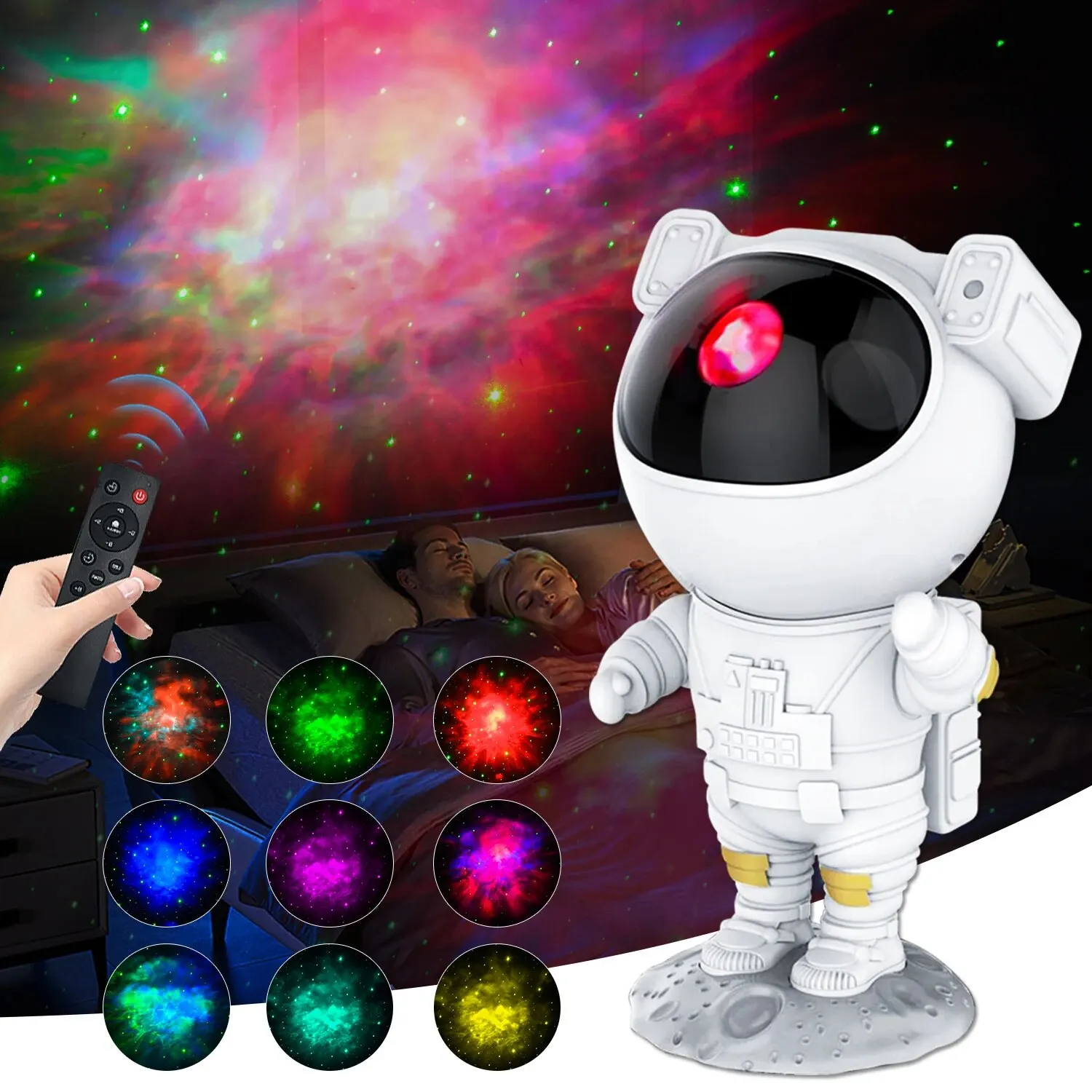 Kids Gift Astronaut Star Projector Night Light com Controle Remoto 360 Design Ajustável Quarto Nebula Galaxy Projector Lights